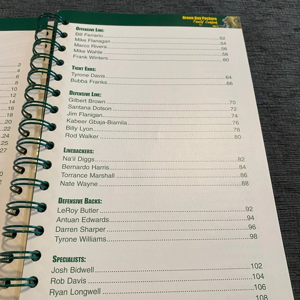 Green Bay Packers Family Cookbook Vol 2 2001 Brett Favre Recipes